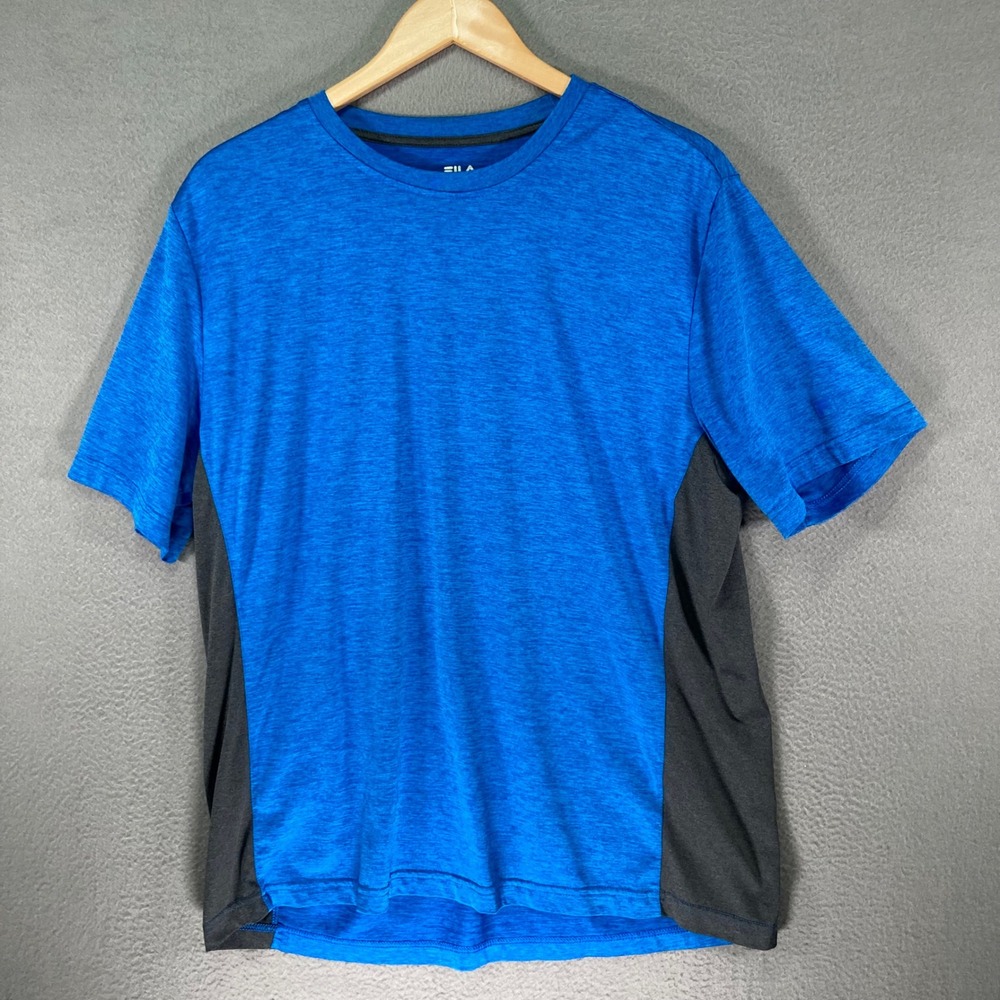 FILA Performance T Shirt Mens Large Blue Athletic Active Short‎ Sleeve Gym